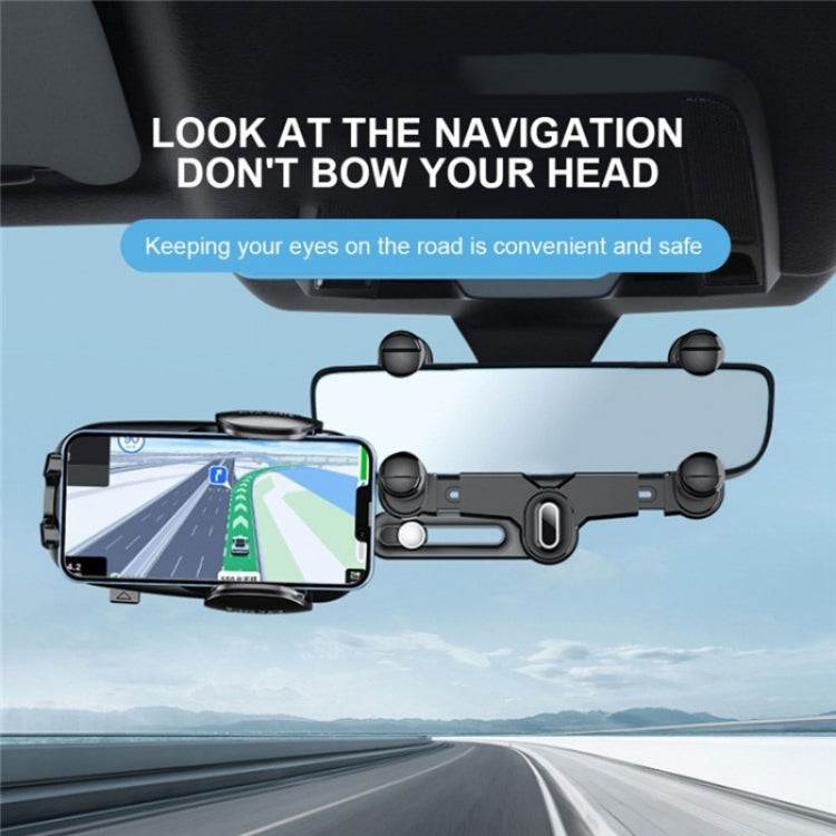 R009 Universal Vehicle Retractable Phone Clip Holder Car Rearview Mirror Cell Phone Mount(Black) - Car Holders by buy2fix | Online Shopping UK | buy2fix