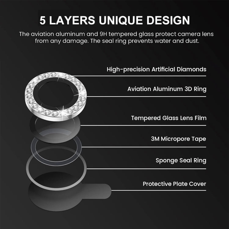 For iPhone 14 Pro / 14 Pro Max ENKAY AR Anti-reflection Individual Diamond Ring Camera Lens Glass Full Film(Golden) - iPhone 14 Pro Tempered Glass by ENKAY | Online Shopping UK | buy2fix