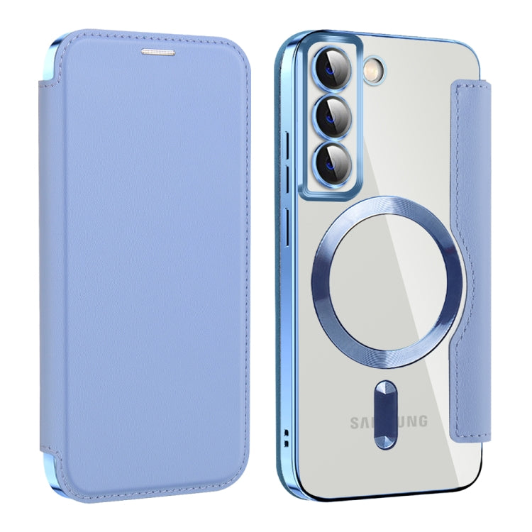 For Samsung Galaxy S22+ 5G MagSafe Magnetic RFID Anti-theft Leather Phone Case(Blue) - Galaxy S22 5G Cases by buy2fix | Online Shopping UK | buy2fix