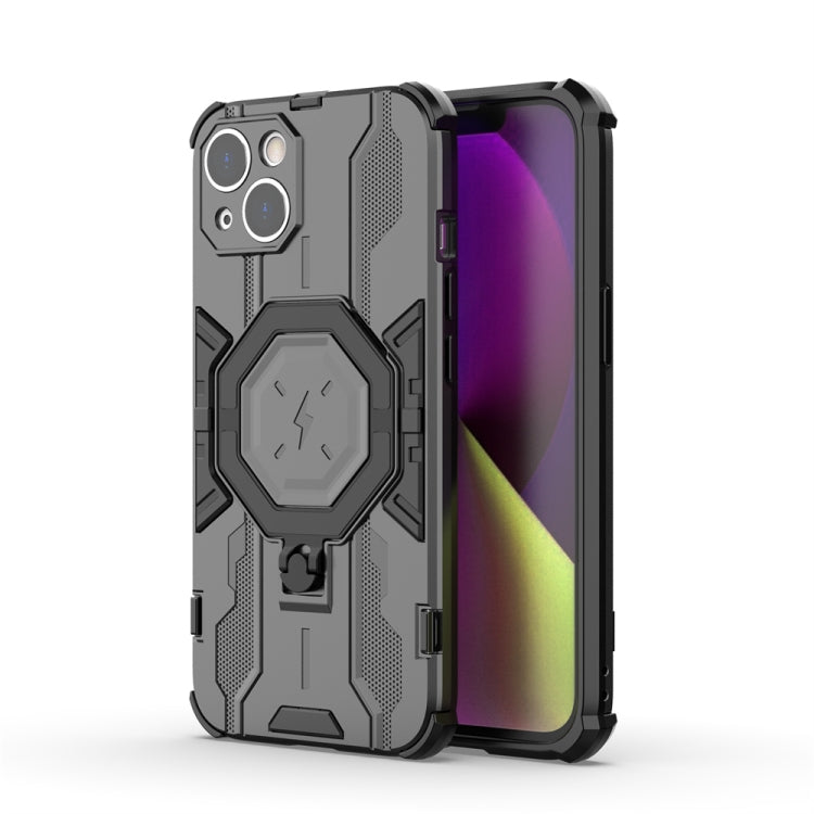 For iPhone 15 Plus MagSafe Supersonic Armor Holder PC Hybrid TPU Phone Case(Black) - iPhone 15 Plus Cases by buy2fix | Online Shopping UK | buy2fix