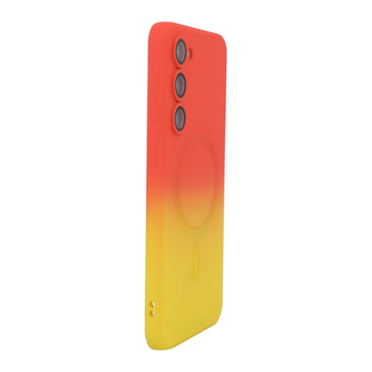 For Samsung Galaxy S24 5G ENKAY Hat-Prince MagSafe Rainbow Gradient Silicone Phone Case with Lens Film(Orange Yellow) - Galaxy S24 5G Cases by ENKAY | Online Shopping UK | buy2fix