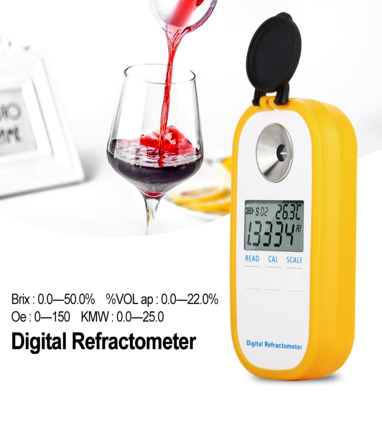 DR401 Digital Display Refractometer Brix 0-50% Alcohol Range 0~22% Refractometer Beer Wine Fruit Grape Sugar Saccharimeter - Consumer Electronics by buy2fix | Online Shopping UK | buy2fix