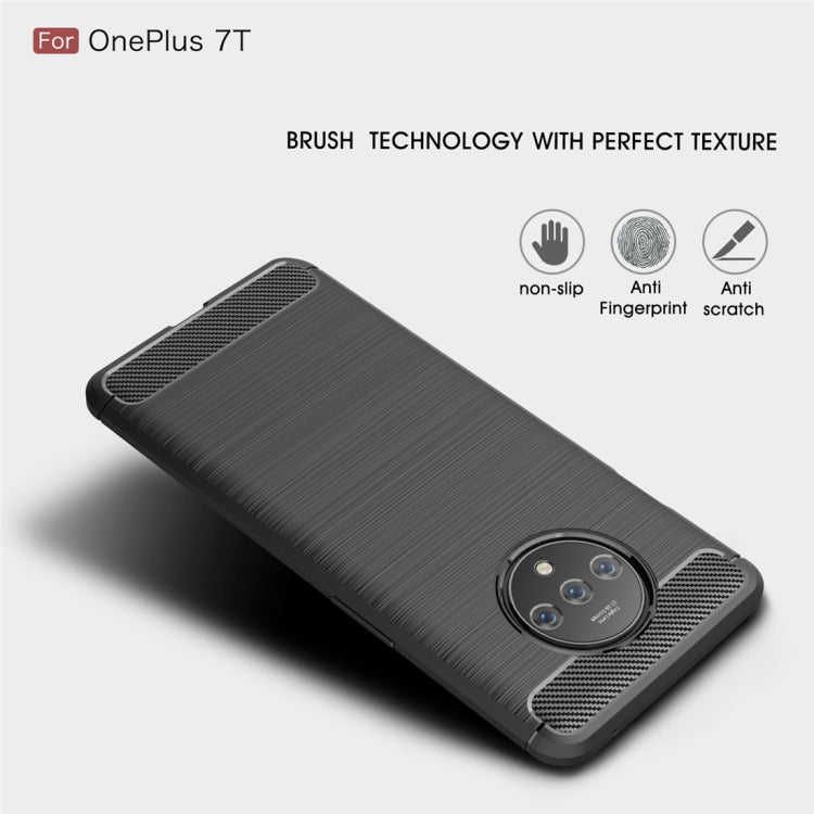 For Oneplus 7T Brushed Texture Carbon Fiber TPU Case(Navy Blue) - OnePlus Cases by buy2fix | Online Shopping UK | buy2fix