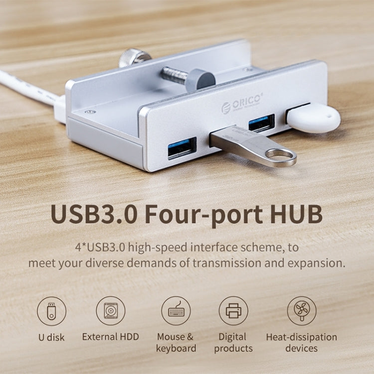 ORICO  MH4PU-P Aluminum Alloy 4 Ports USB3.0 Clip-type HUB(Black) - USB 3.0 HUB by ORICO | Online Shopping UK | buy2fix