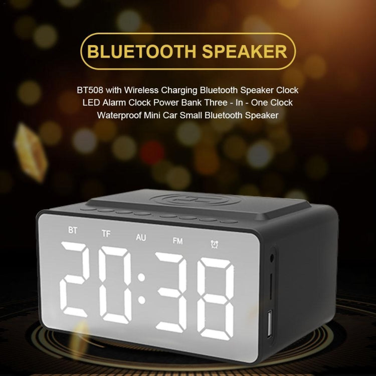 AEC BT508 Wireless Charging Bluetooth Speaker LED Alarm Clock Power Bank Three-In-One Speaker - Desktop Speaker by AEC | Online Shopping UK | buy2fix