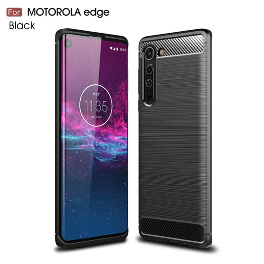 For Motorola Moto Edge Brushed Texture Carbon Fiber TPU Case(Black) - Motorola Cases by buy2fix | Online Shopping UK | buy2fix