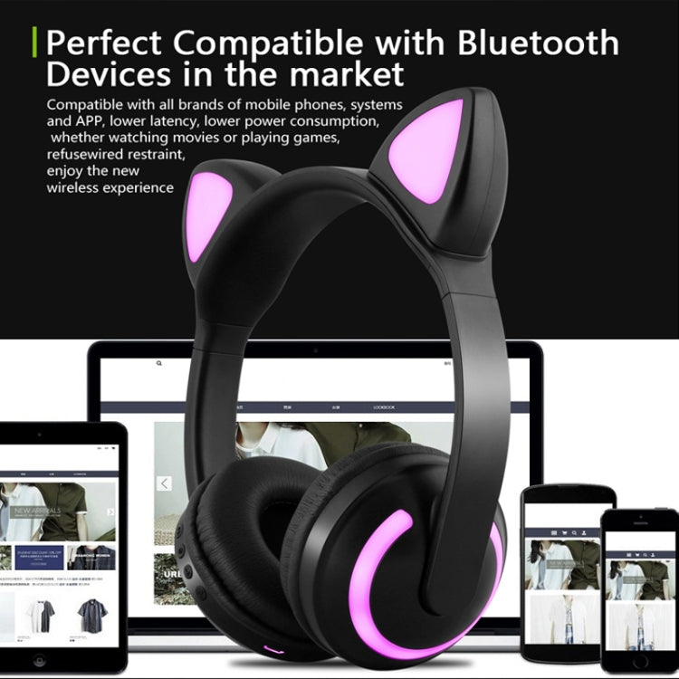 ZW19 LED 7 Colors light Bluetooth Stereo Wireless Headphones Cat Ear Flashing Glowing  Gaming Headset Earphone(Rabbit Girl) - Headset & Headphone by buy2fix | Online Shopping UK | buy2fix