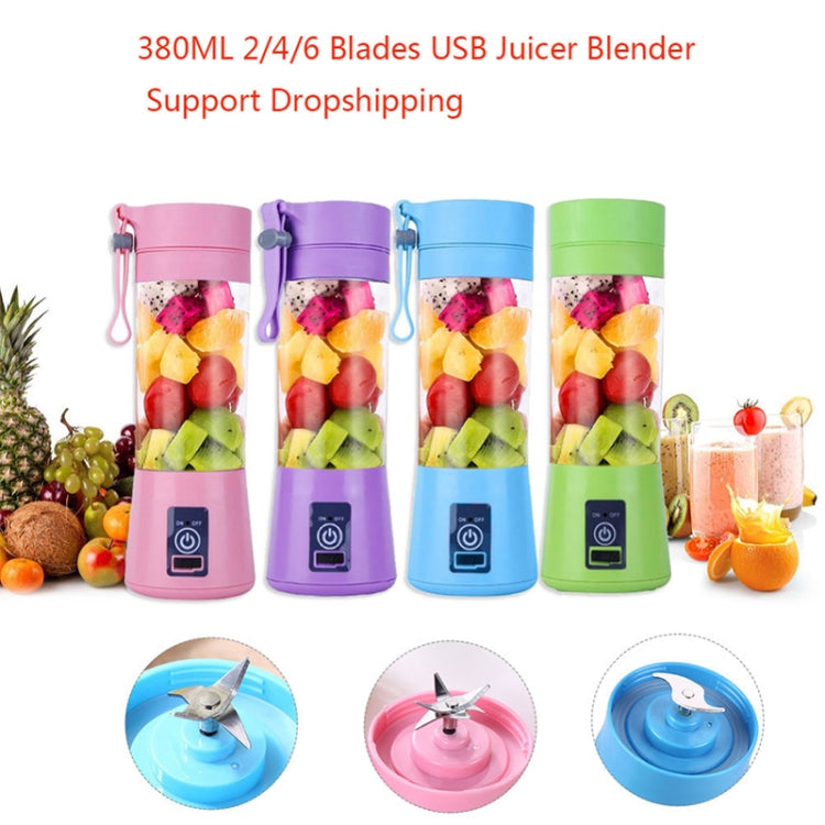 USB Rechargeable Electric Automatic Vegetable Fruit Citrus Orange Juice Maker Cup Mixer Bottle (380ML)(6 Blades Purple) - Home & Garden by buy2fix | Online Shopping UK | buy2fix