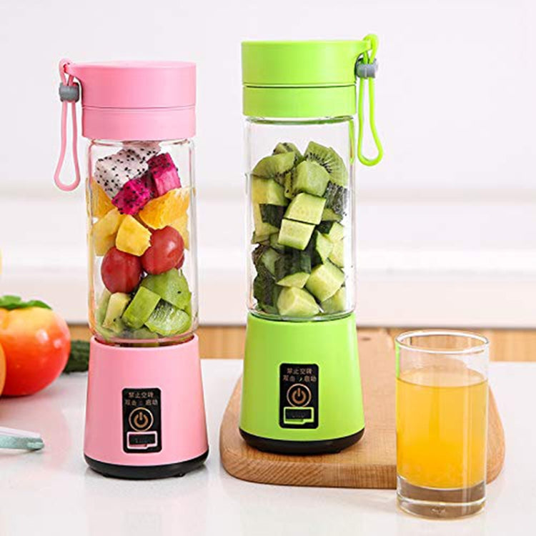 USB Rechargeable Electric Automatic Vegetable Fruit Citrus Orange Juice Maker Cup Mixer Bottle (380ML)(4 Blades Blue) - Home & Garden by buy2fix | Online Shopping UK | buy2fix