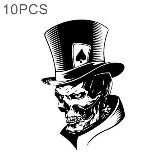 10 PCS Joker Skeleton Skull Playing Cards Poker Monster Hat Shape Vinyl Car Sticker, Size: 11.3x17.6cm (Black) - In Car by buy2fix | Online Shopping UK | buy2fix