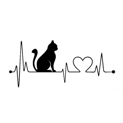 10 PCS Cat Heartbeat Lifeline Shape Vinyl Decal Creative Car Stickers Car Styling Truck Accessories, Size: 26.5x12cm (Black) - Decorative Sticker by buy2fix | Online Shopping UK | buy2fix