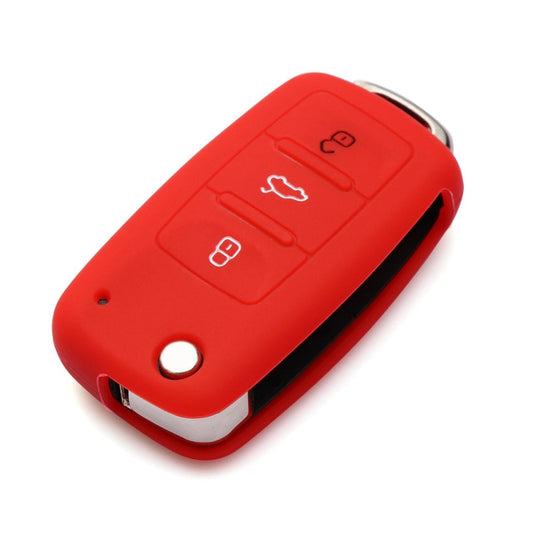 2 PCS Silicone Car Key Cover Case for Volkswagen Golf(Red) - In Car by buy2fix | Online Shopping UK | buy2fix