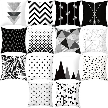 2 PCS Black and White Simple and Modern Geometric Abstract Decorative Pillowcases Polyester Throw Pillow Case(1) - Home & Garden by buy2fix | Online Shopping UK | buy2fix