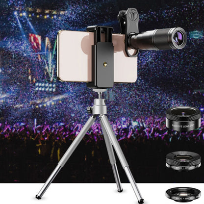 APEXEL APL-22X105 4 in 1 Metal 22X Telephoto + Fisheye + Wide Angle + Macro Starlight Polarization Universal External Mobile Phone Lens Set - Macro & Wide-angle by APEXEL | Online Shopping UK | buy2fix