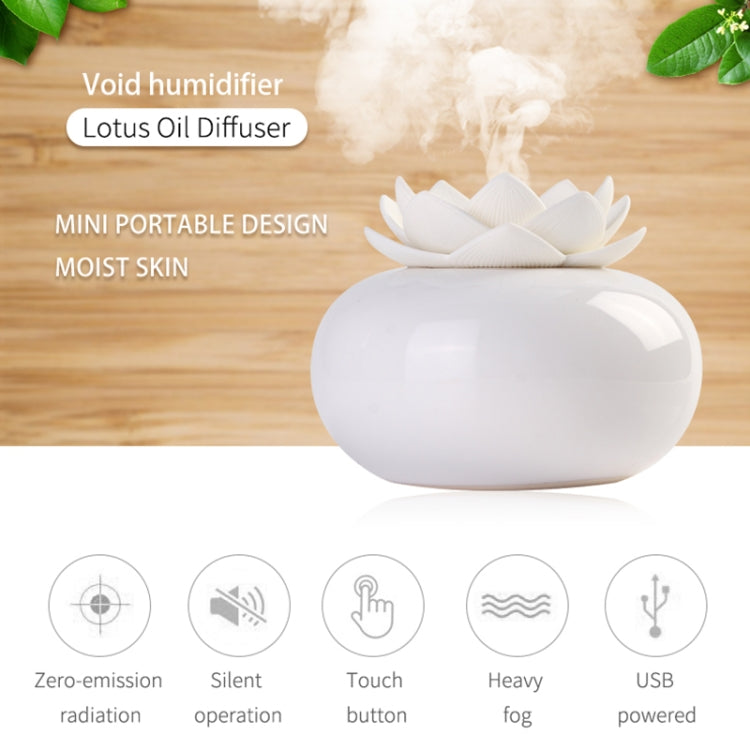 Lotus Ceramic Nano Spray Hydrating Aroma Humidifier Air Purifier(Green Flower + White Body Ceramic) - Home & Garden by buy2fix | Online Shopping UK | buy2fix