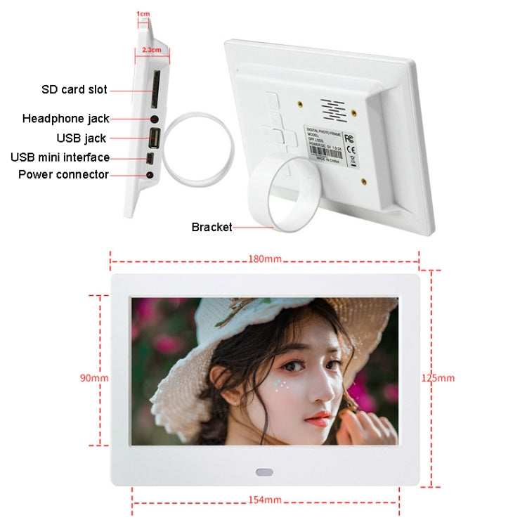 DPF-706 7 inch Digital Photo Frame LED Wall Mounted Advertising Machine, Plug:US Plug(Black) - Consumer Electronics by buy2fix | Online Shopping UK | buy2fix