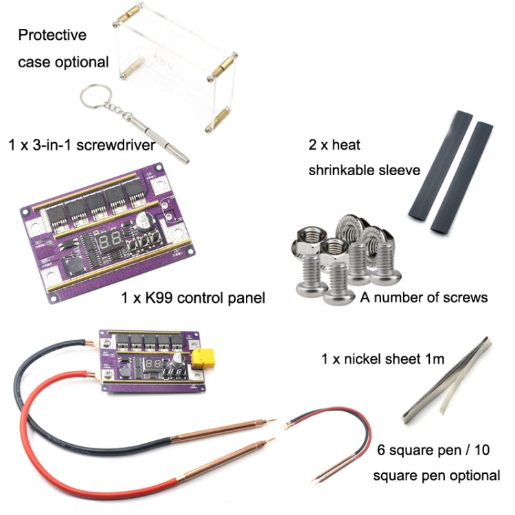 Model Airplane Battery Version 12V Digital Display DIY Battery Spot Welding Machine Pen Control, Style:6 Square Pen With Case - Home & Garden by buy2fix | Online Shopping UK | buy2fix