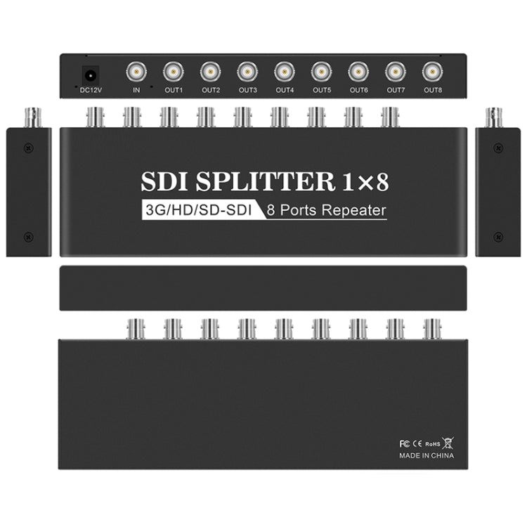 1 In 8 Out SD-SDI / HD-SDI / 3G-SDI Distribution Amplifier Video SDI Splitter(UK Plug) -  by buy2fix | Online Shopping UK | buy2fix