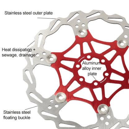 SNAIL FD-01 Mountain Bike Floating Disc Bicycle Brake Pad Six Nail Brake Disc, Size:203mm, Color:Red - Outdoor & Sports by SNAIL | Online Shopping UK | buy2fix
