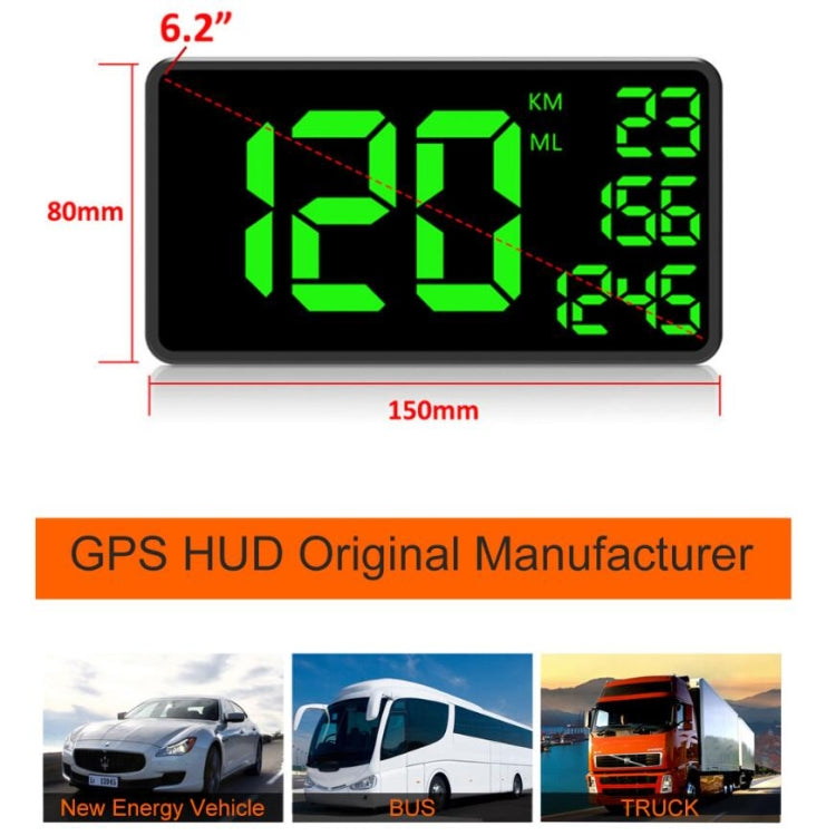 C1090 6.2 inch HUD Car Head-up Display GPS Car Universal Mileage Speed Meter Speeding Alarm / GPS Satellite Speed Measurement(Black) - Head Up Display System by buy2fix | Online Shopping UK | buy2fix
