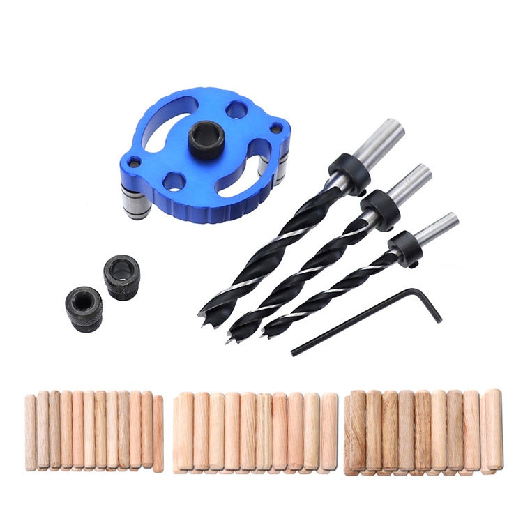 Woodworking Straight Hole Puncher Self-Centering Dowel Splicing Drilling Locator Woodworking Drilling Tool, Style: Blue+7 PCS Drill Bit+60 Wood Tip - Others by buy2fix | Online Shopping UK | buy2fix