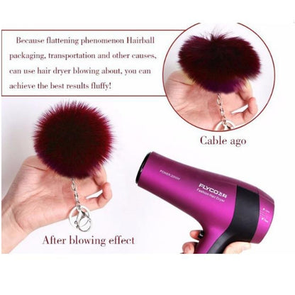 Simple Key Chain Fur Ball Pompon Keychain Pompom Artificial Rabbit Fur Animal Keychains for Woman Car Bag Key Rings(wine red) - Key Rings by KOOROL | Online Shopping UK | buy2fix