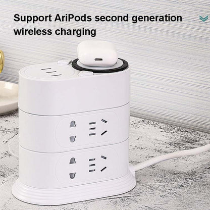 Mobile Phone Wireless Charging Socket Creative Smart USB Power Strip Multi-Function Desktop Vertical Power Strip, CN Plug, Specification: 0.8 Meters, Style:2 Layer(White) - Consumer Electronics by buy2fix | Online Shopping UK | buy2fix