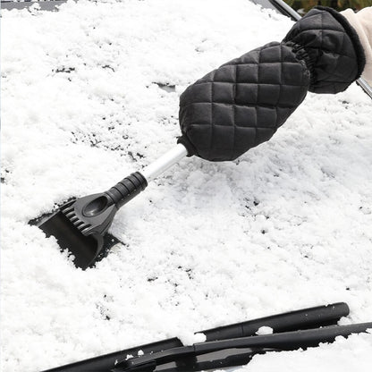 Vehicle-mounted Retractable Snow Shovel With Plush Gloves To Keep Warm Snow Removal Frost And Deicing Tools(Black Gloves) - Ice Scraper by buy2fix | Online Shopping UK | buy2fix