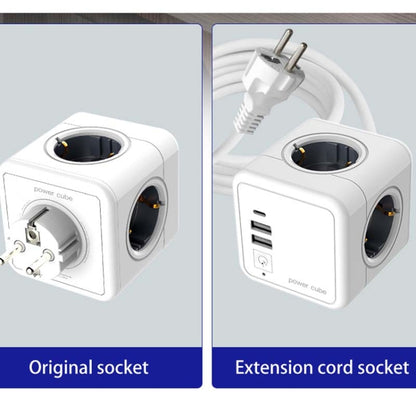 Creative Power Cube Socket Conversion Socket, EU Plug In-line Gray+U+ Switch - Consumer Electronics by buy2fix | Online Shopping UK | buy2fix