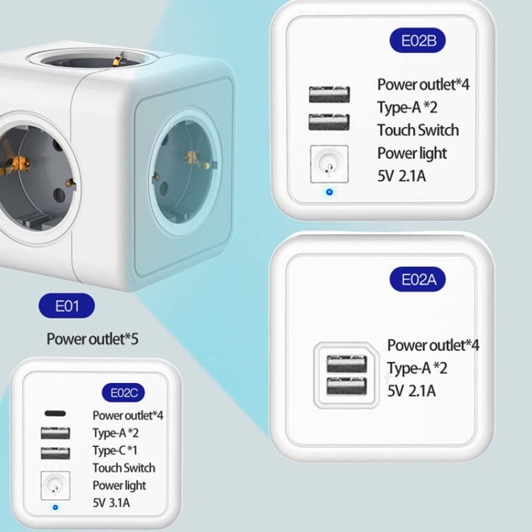 Creative Power Cube Socket Conversion Socket, EU Plug In-line Gray+U+ Switch - Consumer Electronics by buy2fix | Online Shopping UK | buy2fix