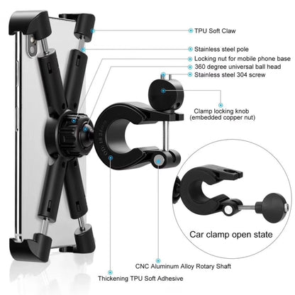 Motorcycle Bicycle Phone Holder Outdoor Riding Equipment Suitable For 4.7-8 Inch Mobile Phone/Tablet(Black) - Holders by buy2fix | Online Shopping UK | buy2fix