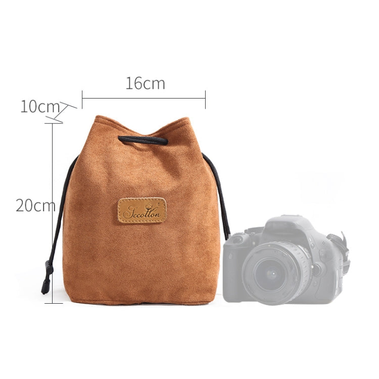 S.C.COTTON Liner Shockproof Digital Protection Portable SLR Lens Bag Micro Single Camera Bag Square Khaki M - Lens Bag by S.C.COTTON | Online Shopping UK | buy2fix