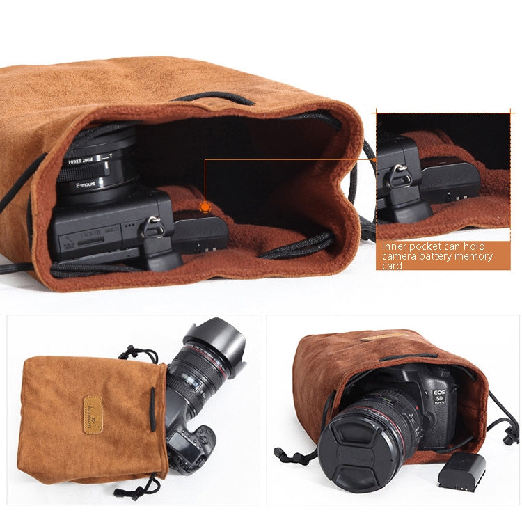 S.C.COTTON Liner Shockproof Digital Protection Portable SLR Lens Bag Micro Single Camera Bag Round Gray S - Lens Bag by S.C.COTTON | Online Shopping UK | buy2fix