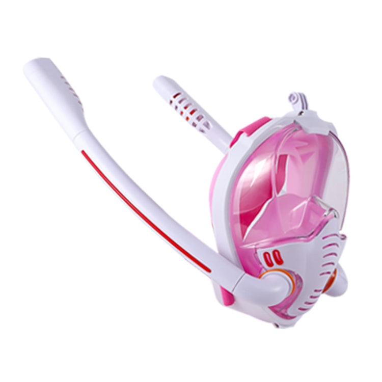 Snorkeling Mask Double Tube Silicone Full Dry Diving Mask Adult Swimming Mask Diving Goggles, Size: S/M(White/Pink) - DJI & GoPro Accessories by buy2fix | Online Shopping UK | buy2fix