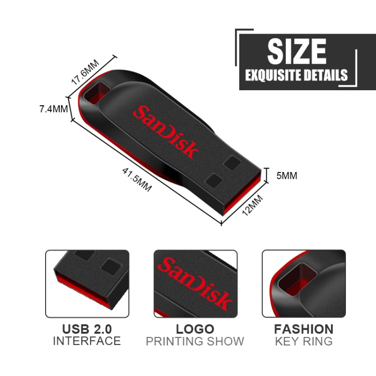 SanDisk CZ50 Mini Office USB 2.0 Flash Drive U Disk, Capacity: 128GB - USB Flash Drives by SanDisk | Online Shopping UK | buy2fix