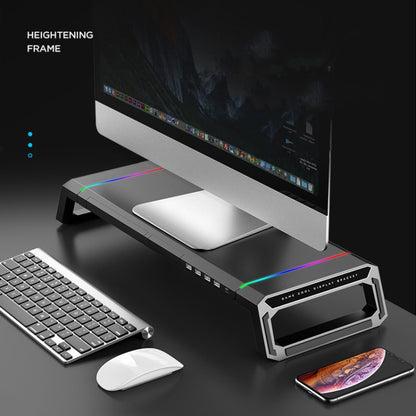 ICE COOREL T1 Monitor Increased Rack Foldable Laptop Stand With RGB Lighting & 4xUSB2.0 Expansion Interface(Moonlight White) - Computer & Networking by buy2fix | Online Shopping UK | buy2fix