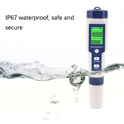 EZ-9909 PH/Salinity/Temperature/TDS/EC 5-in-1 Test Pen Multifunctional Water Quality Detector - Consumer Electronics by buy2fix | Online Shopping UK | buy2fix