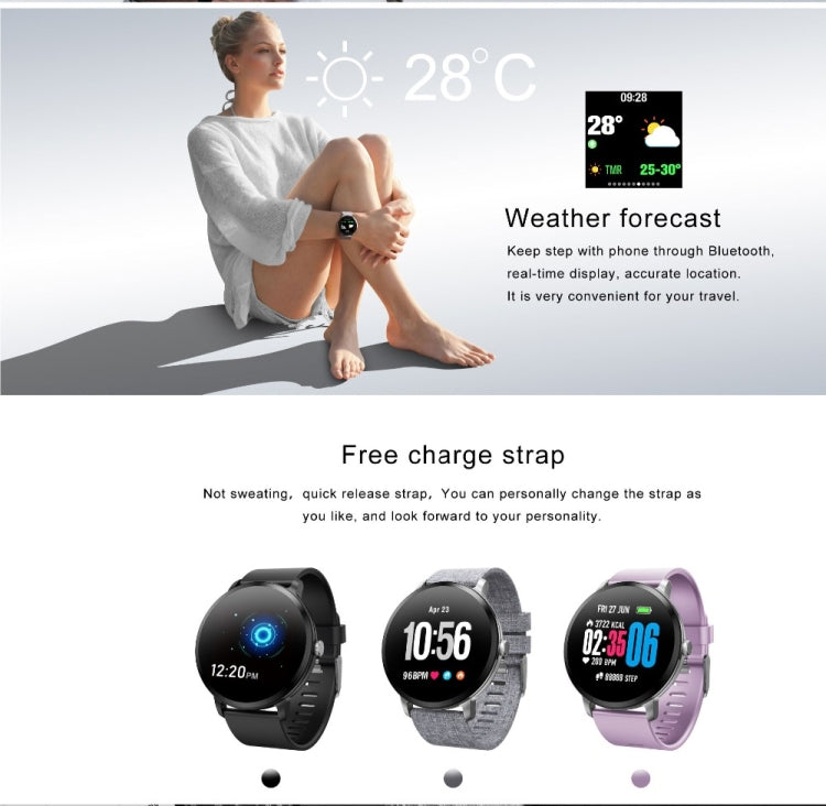 V11 Smartwatch Real-time Heart Rate Blood Pressure Monitor Multi-sport mode Breathing Light Smart Watch for Android IOS Phone(Pink Silicone) - Smart Wear by buy2fix | Online Shopping UK | buy2fix