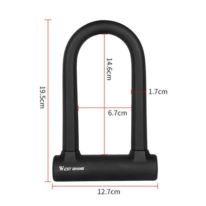 West Biking Bike Lock Motorcycle Wire Lock Anti-Hydraulic Pressure Cut Anti-Theft Lock, Specification: U-shaped Lock - Bicycle Locks & Bicycle Pumps by WEST BIKING | Online Shopping UK | buy2fix