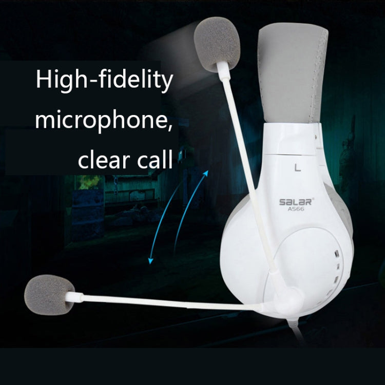 Salar A566 Subwoofer Gaming Headset with Microphone, Cable Length: 2.3m(White) - Multimedia Headset by Salar | Online Shopping UK | buy2fix