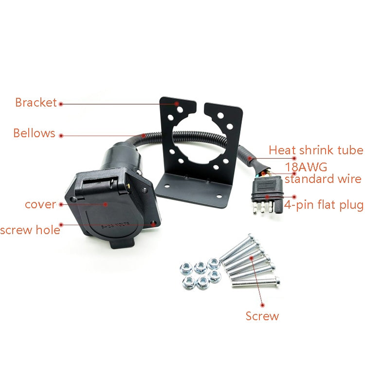 VS170U-L 4P Flat Plug To Turn 7P Trailer Socket Universal Car Power Socket Adapter US Plug - Terminal connectors by buy2fix | Online Shopping UK | buy2fix