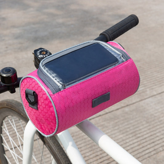 Outdoor Sports Bicycle Bag Front Beam Bag Bicycle Head Bag Large Capacity Touch Screen Waterproof Cylindrical Riding Bag, Size: 22cm x 12.5cm(Rose Red) - Bicycle Bags by buy2fix | Online Shopping UK | buy2fix