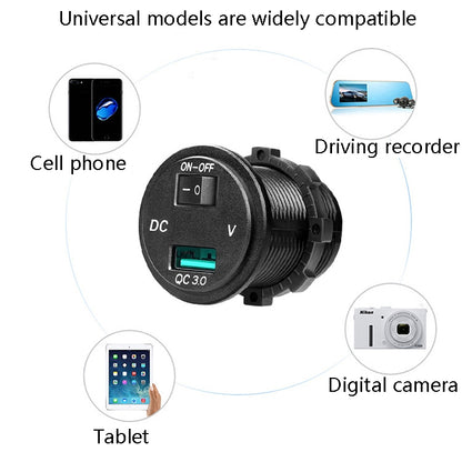 Car Motorcycle Modified USB Charger With Switch 12-24V Fast Charge(Green Light) - Car Charger by buy2fix | Online Shopping UK | buy2fix