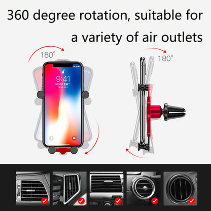 OATSBASF Car Air Outlet Gravity Mobile Phone Holder Snap-On Metal Bracket(Red) - Car Holders by OATSBASF | Online Shopping UK | buy2fix