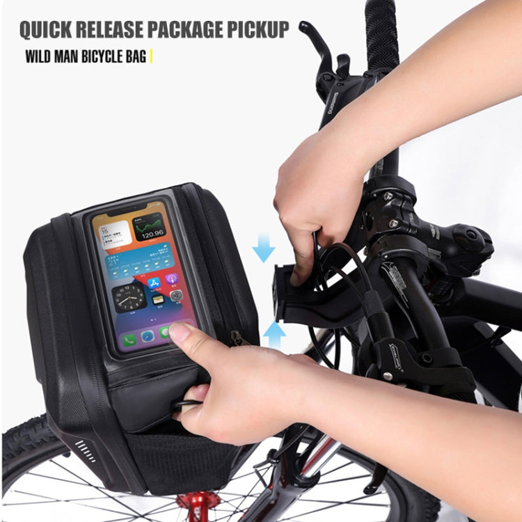 3L WILD MAN GS9 Mountain Bike Handle Bag Hanging Bag Riding Head Bag Touch Screen EVA Hard Shell Bag(Black) - Bicycle Bags by WILD MAN | Online Shopping UK | buy2fix