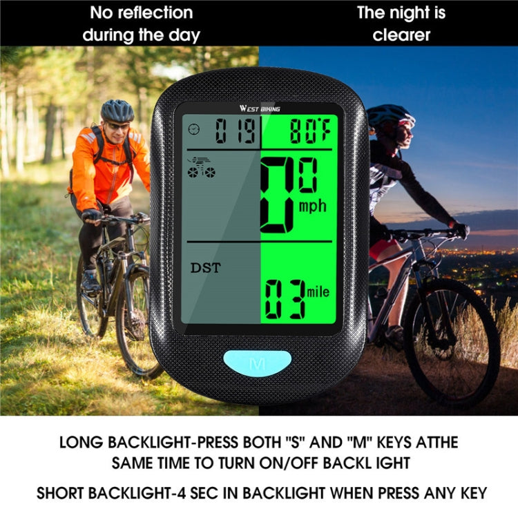 WEST BIKING Mountain Road Bike Wireless Code Meter Multi-Function Interface Riding Speedometer(Black) - Speedometers by WEST BIKING | Online Shopping UK | buy2fix