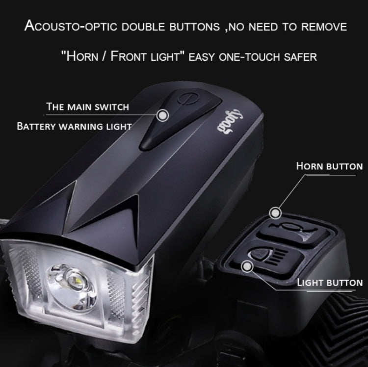GOOFY DT-6103 Bicycle Horn Light Mountain Bike Front Light Warning Light Specification: Battery (3 Watt Black) - Headlights by buy2fix | Online Shopping UK | buy2fix