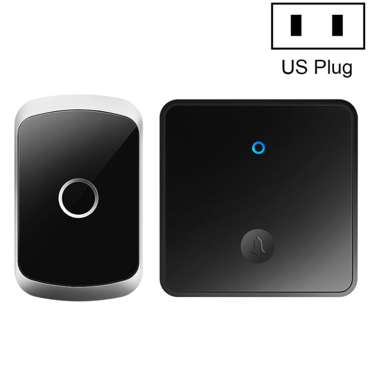 CACAZI FA50 1 For 1 Push-button Self-generating Wireless Doorbell, Plug:US Plug(Black) - Wireless Doorbell by CACAZI | Online Shopping UK | buy2fix