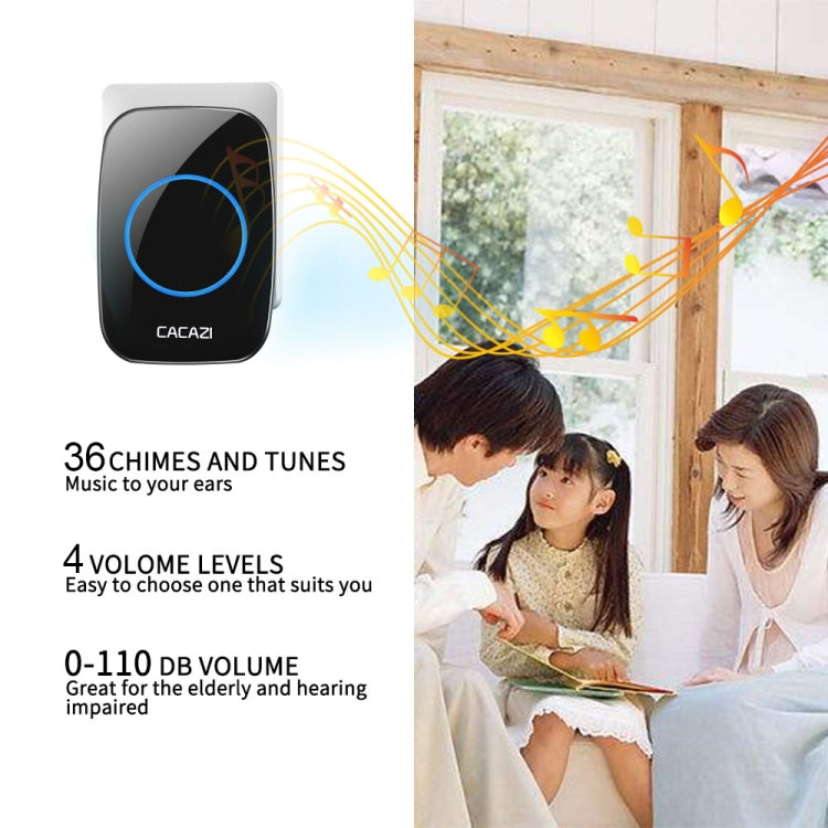 CACAZI H10 1 For 2 Home Wireless Music Doorbell without Battery, Plug:EU Plug(Black) - Security by CACAZI | Online Shopping UK | buy2fix