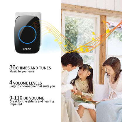CACAZI H10 1 For 2 Home Wireless Music Doorbell without Battery, Plug:EU Plug(White) - Security by CACAZI | Online Shopping UK | buy2fix